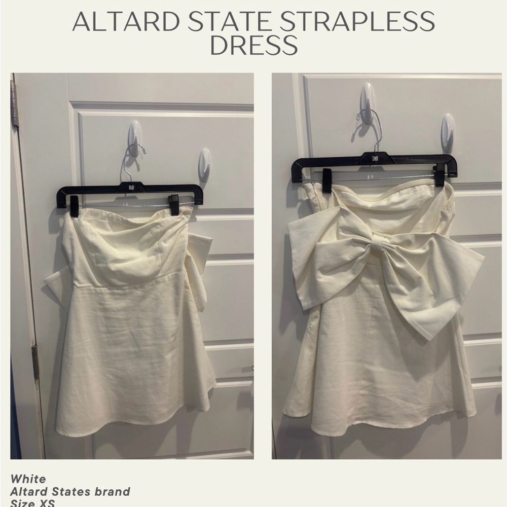 Altar'd State Ivory Strapless Dress with Bow